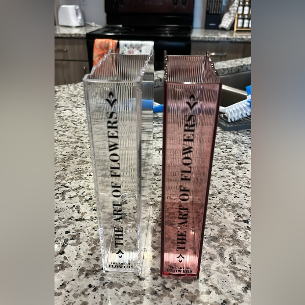 Clear and Pink acrylic book vases
